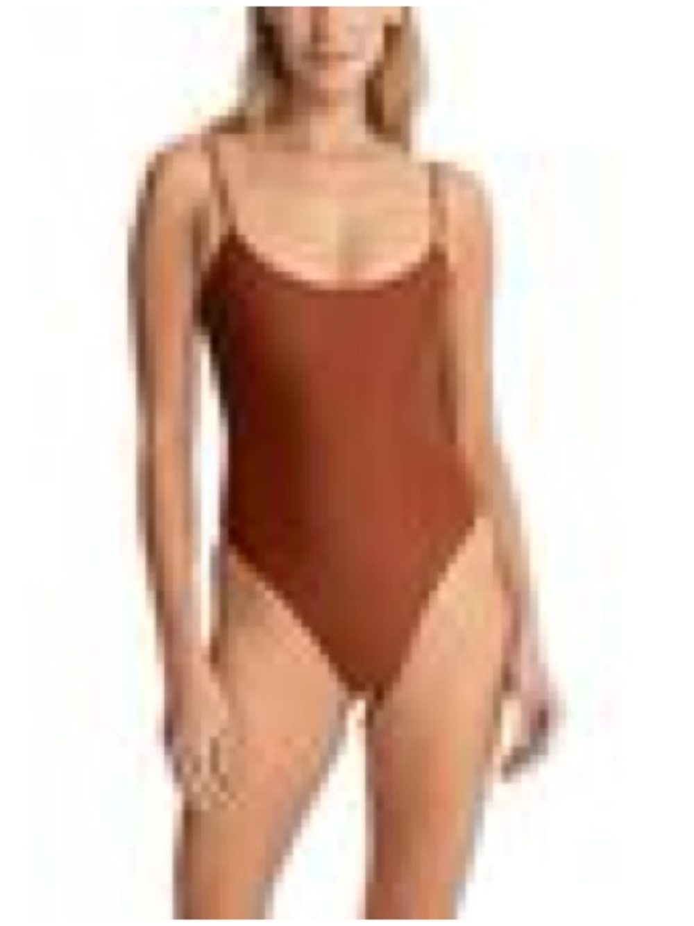 NWT Rhythm. Classic Minimal Rust Orange One-Piece Swimsuit w Adjustable Straps